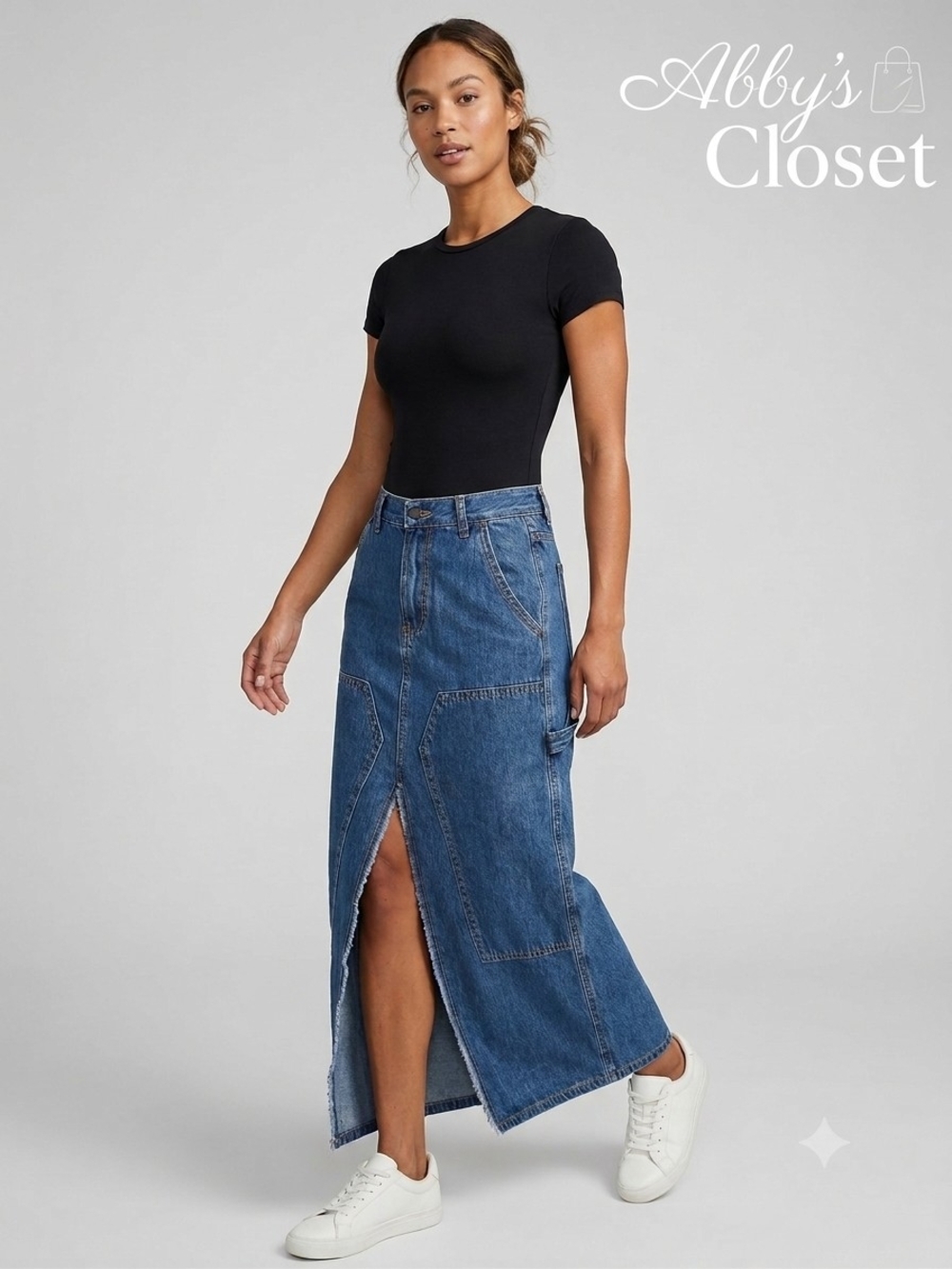 Moon River Denim Cargo Midi Maxi Skirt Sz - S. Front Slit W/ Pockets✨️